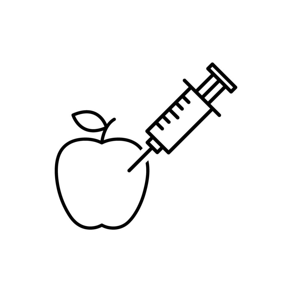 apple with syringe genetic engineering icon vector