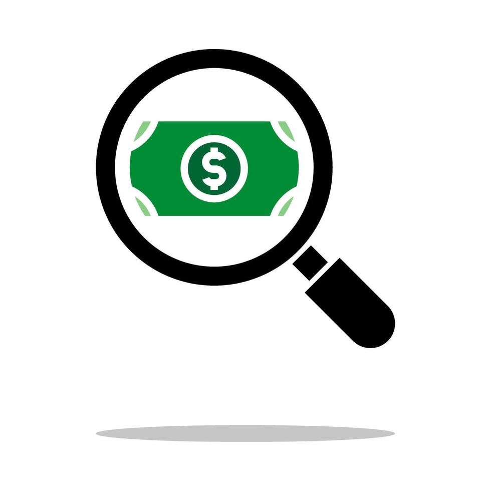 magnifying glass with money symbol vector