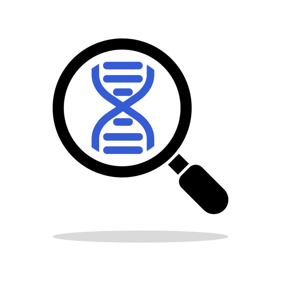 magnifying glass with DNA symbol vector
