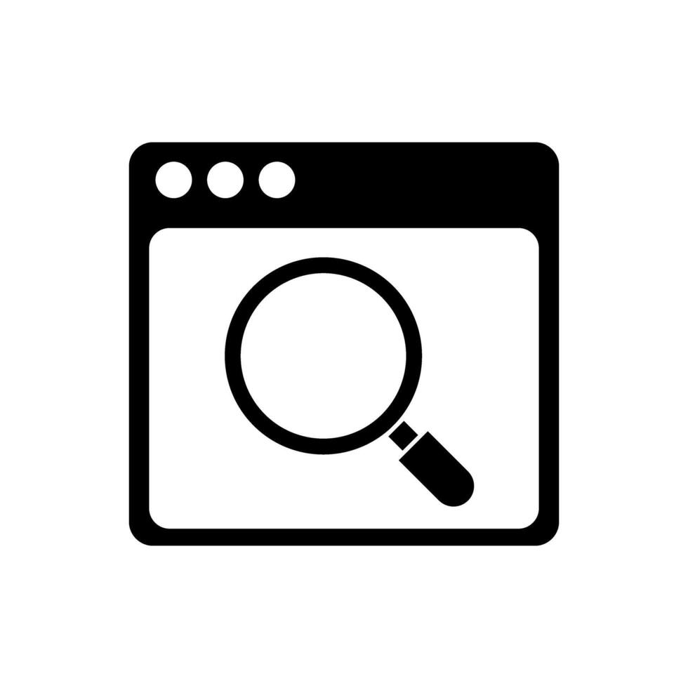browser with magnifying glass icon vector