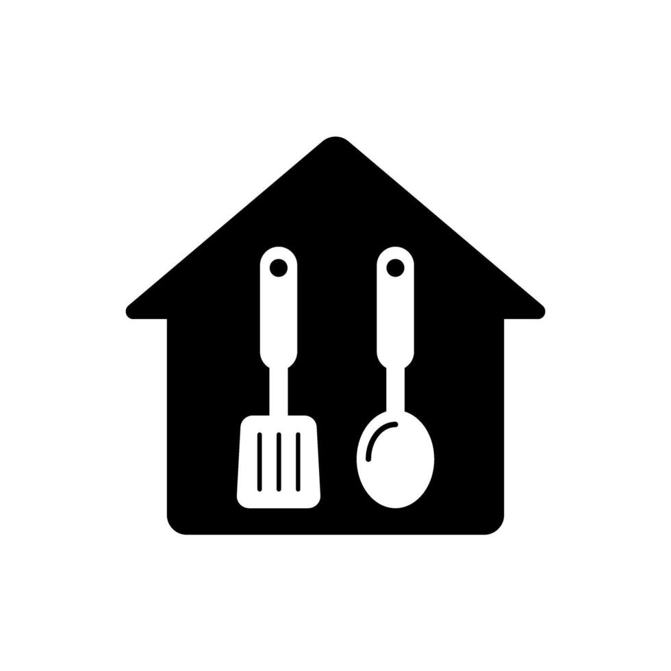 home with spoon and spatula icon vector