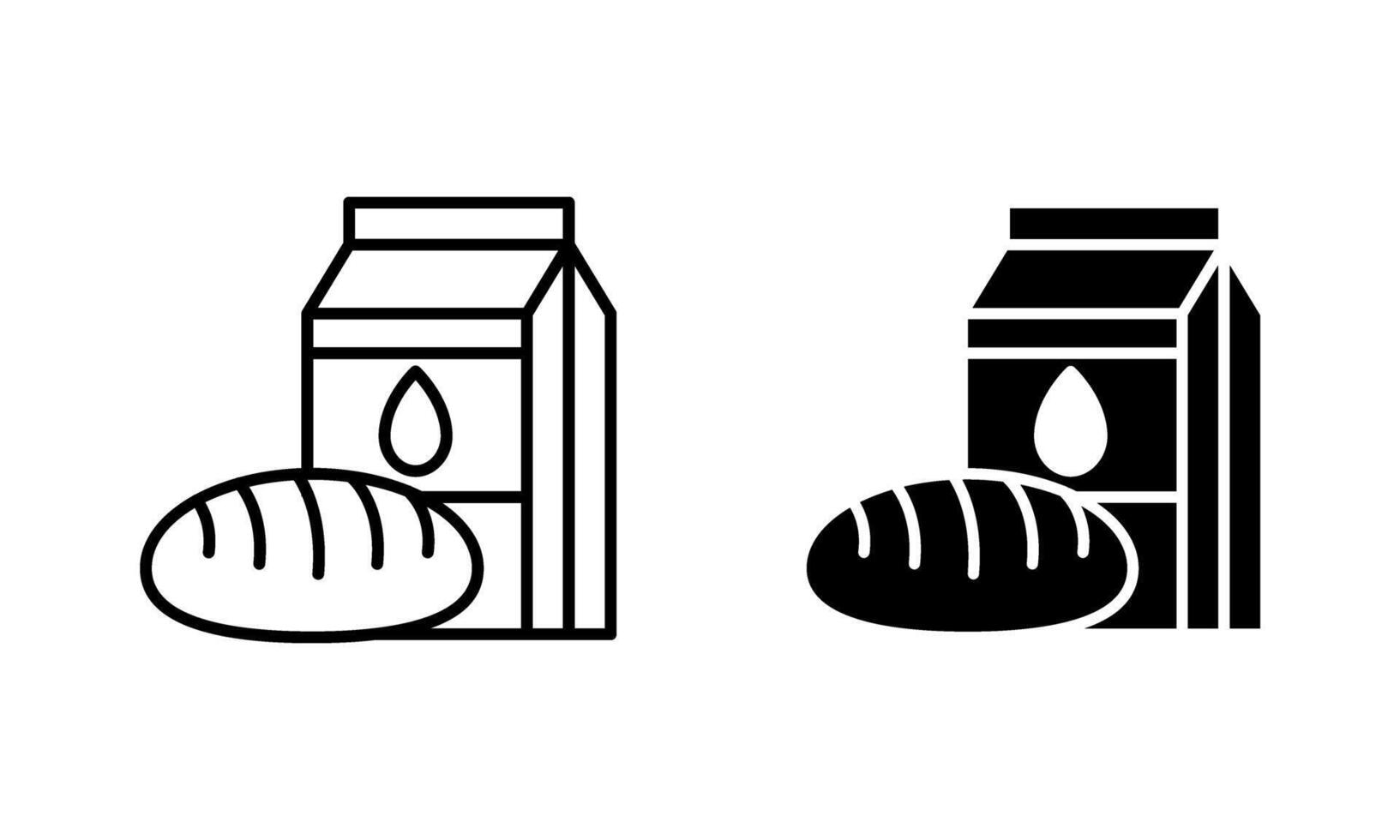 milk with bread icon vector