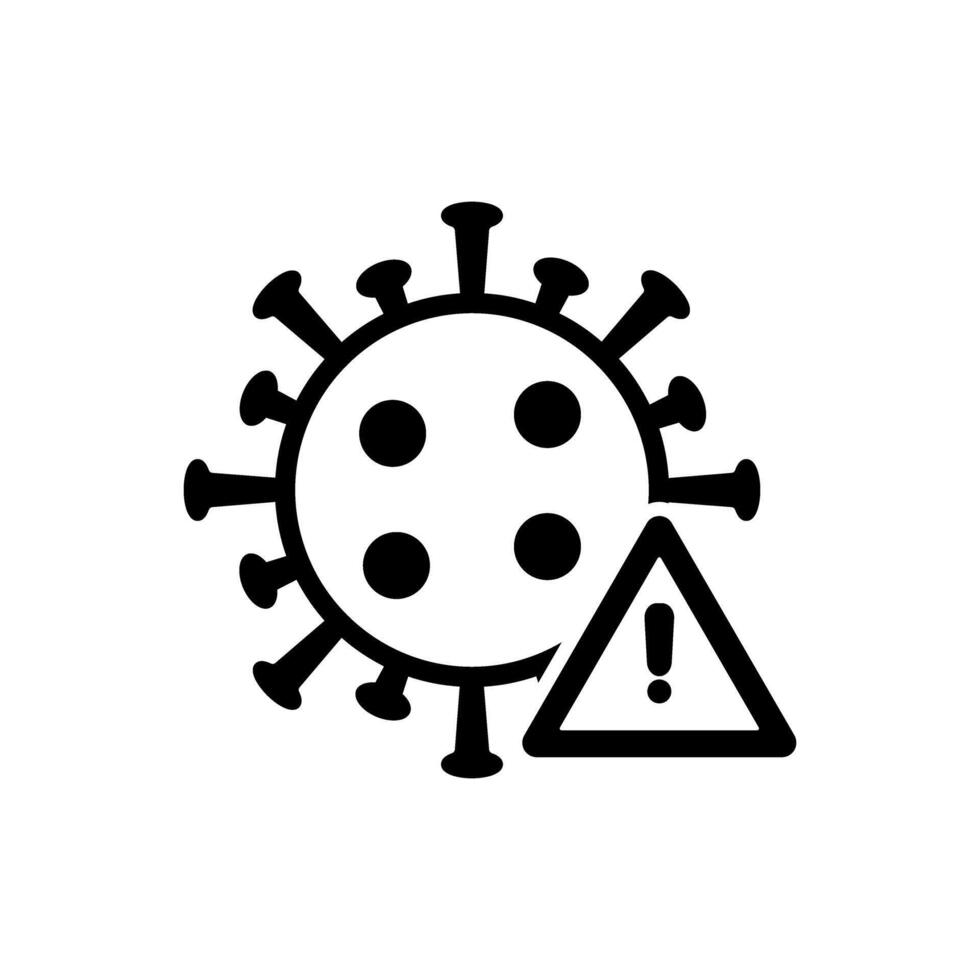 coronavirus with warning symbol icon vector