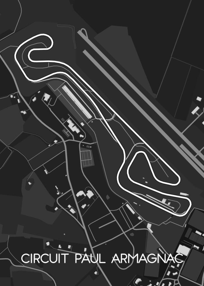 Circuit Paul Armagnac , France map poster art vector