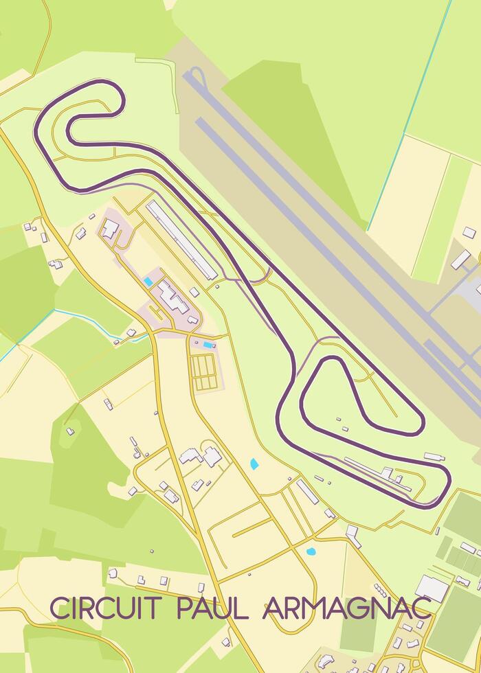 Circuit Paul Armagnac , France map poster art vector