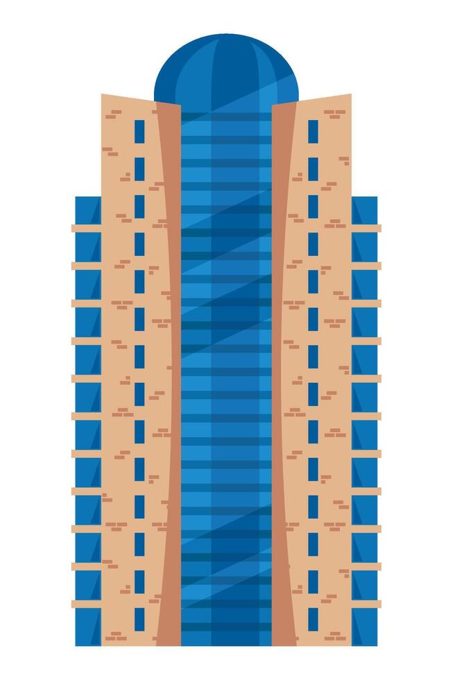 A building with a blue roof and windows vector