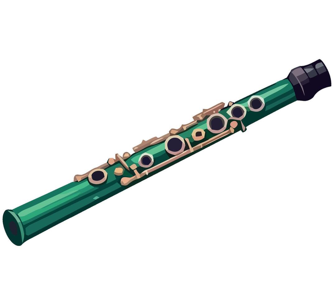 A green flute with a black and gold trim vector