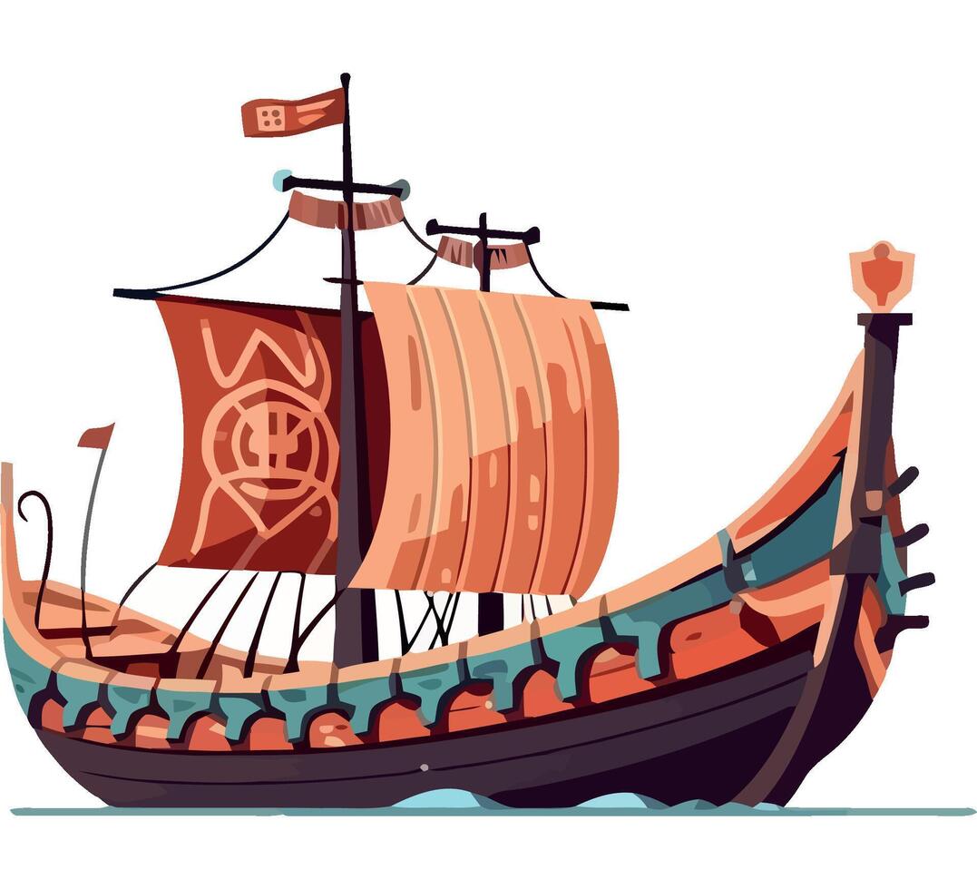 An illustration of a ship with sails vector
