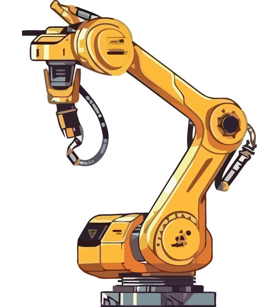 A robot is standing in front of a white background vector