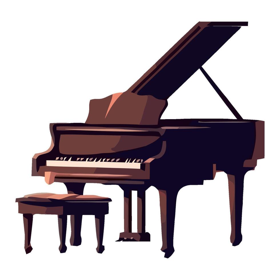 A grand piano and stool on a white background vector