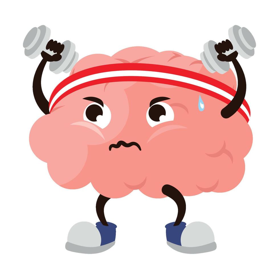 Brain exercising with dumbbells illustration vector