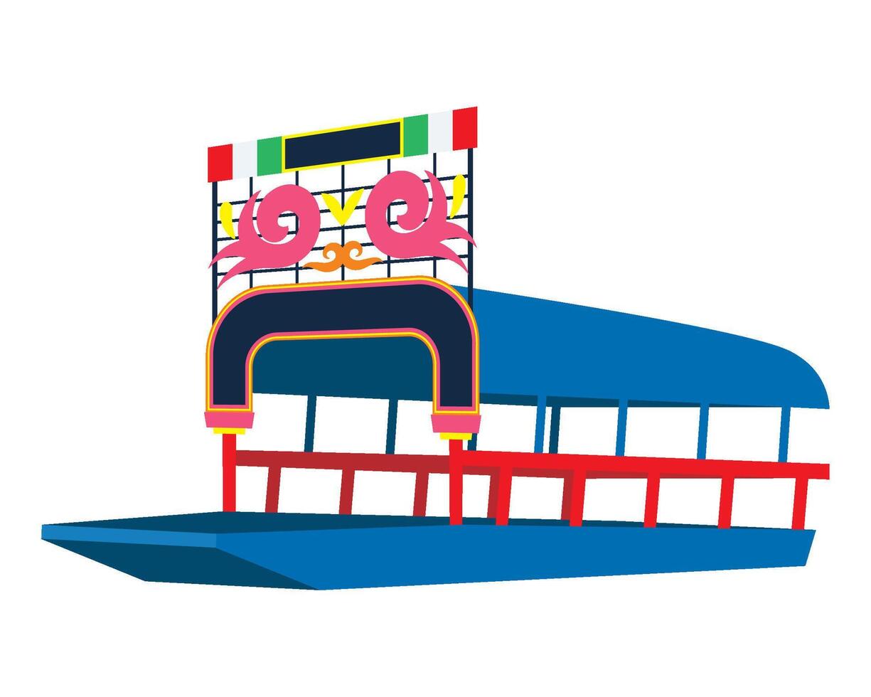 A cartoon boat with a pink and blue face vector