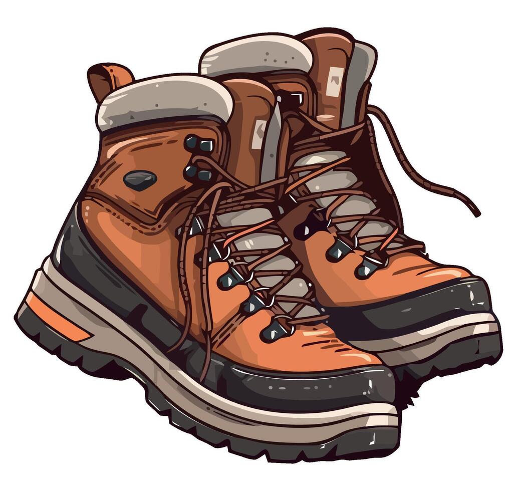 An illustration of a pair of hiking boots vector