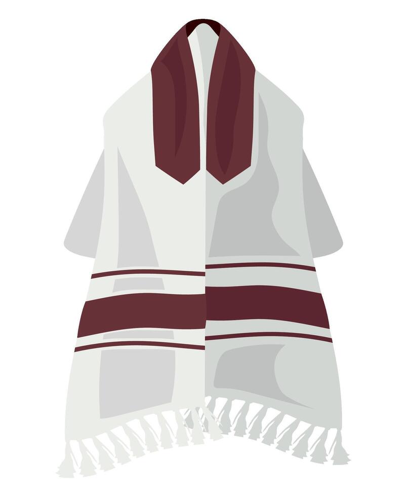 Jewish prayer shawl with red and white stripes vector