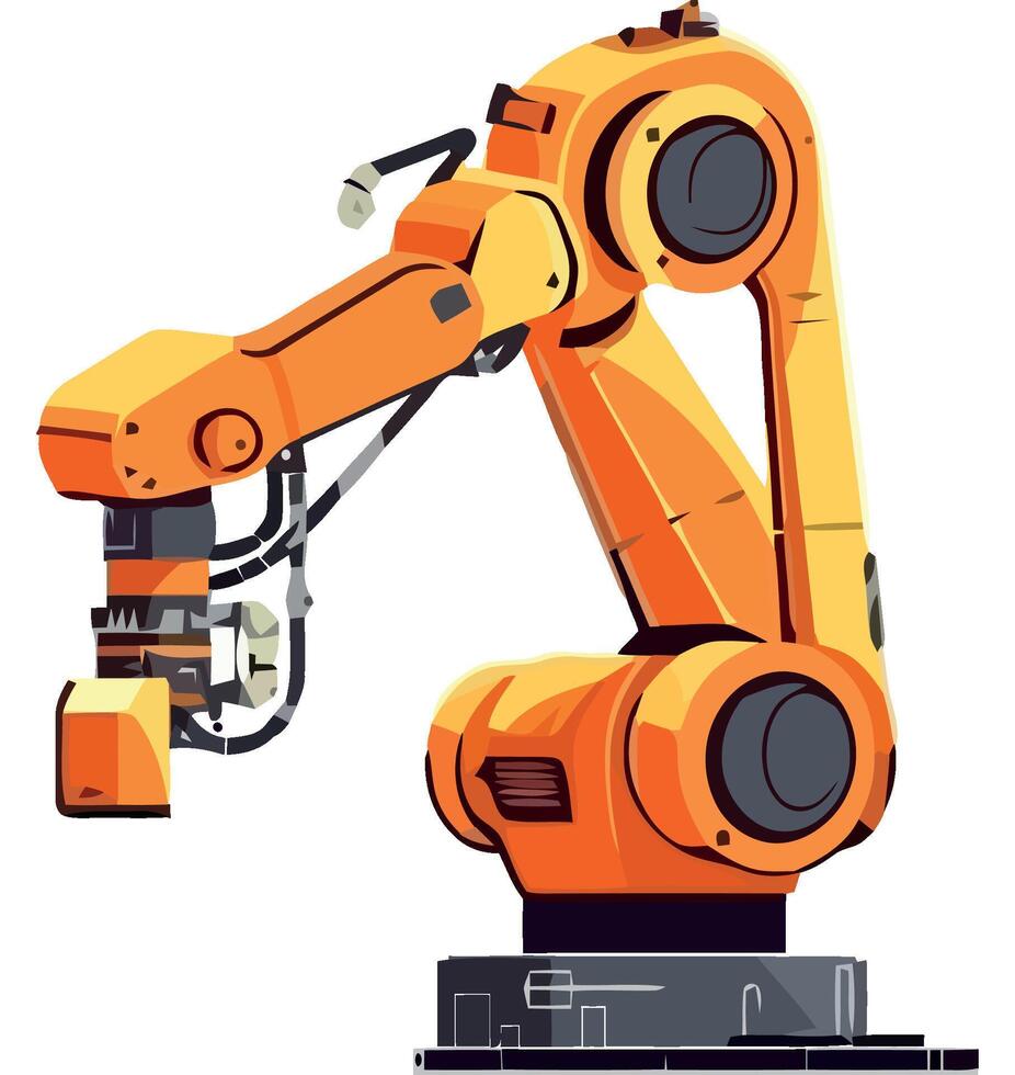 An orange robot is standing in front of a white background vector