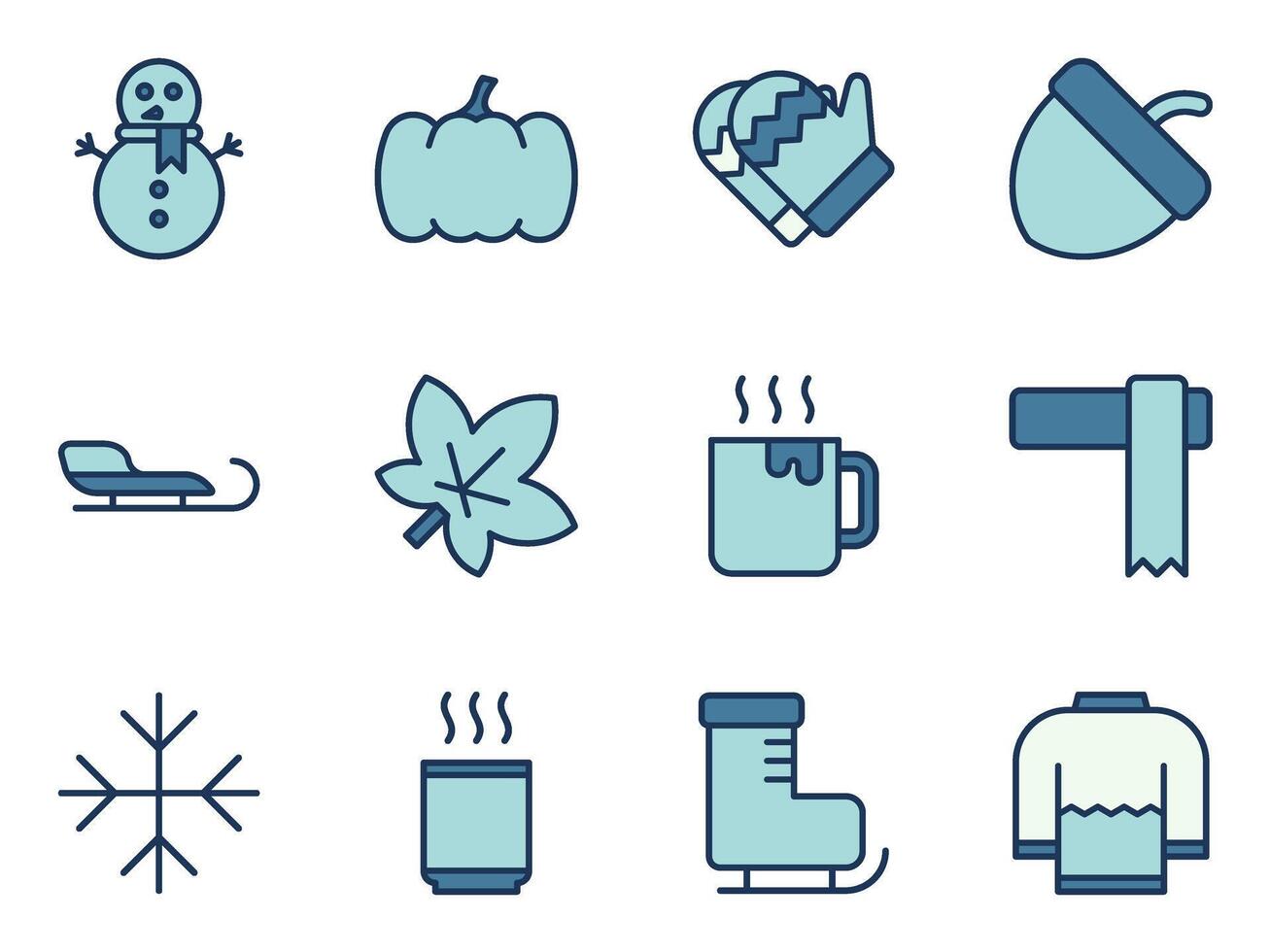 autumn and winter icon symbol template collection vector