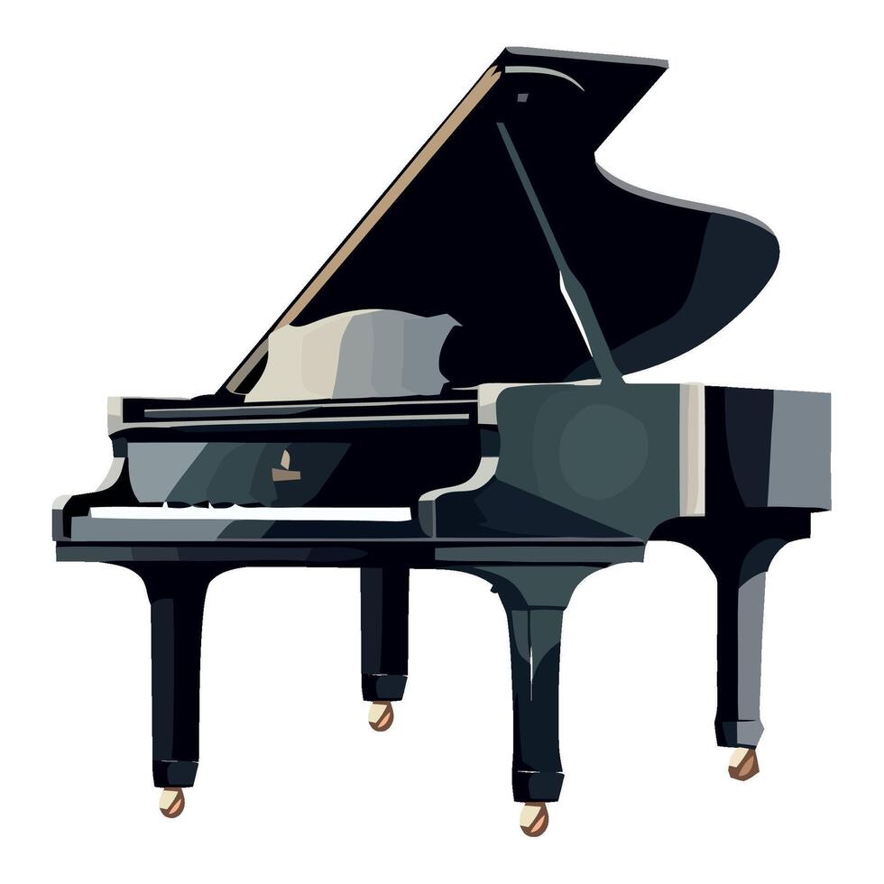 A black grand piano on a white background vector