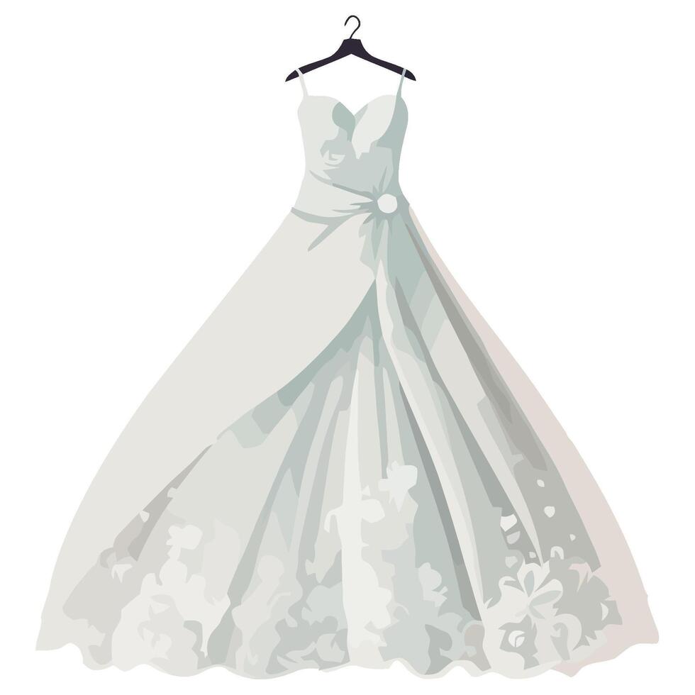 A wedding dress on a hanger vector