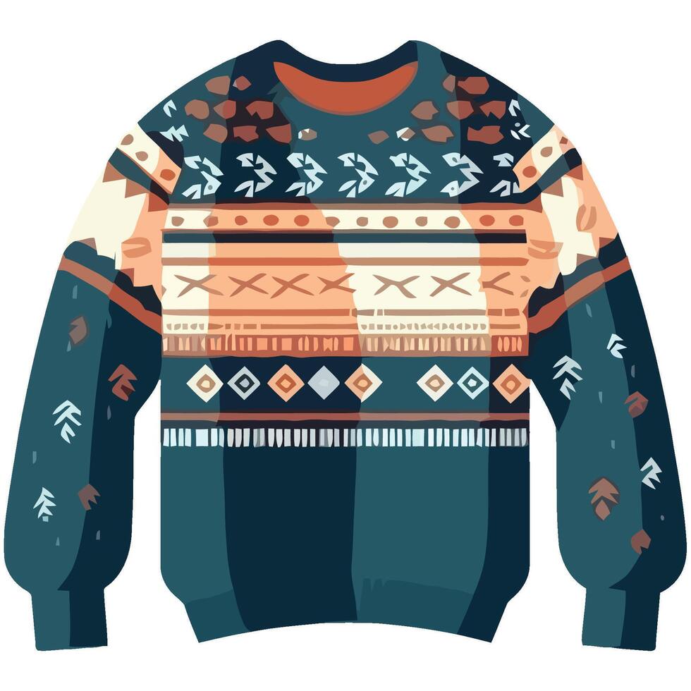 An illustration of a sweater with tribal patterns vector