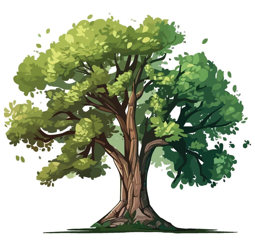 An illustration of a tree with green leaves vector
