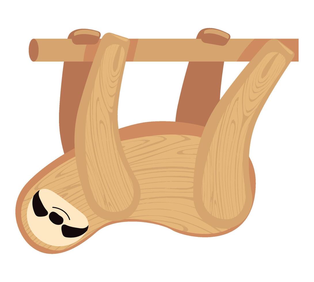 Sloth hanging on a tree branch vector