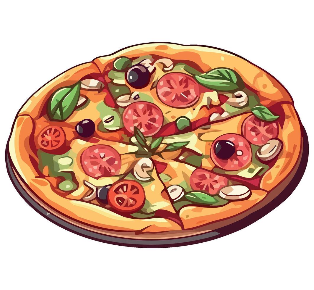 Pizza illustration on white background vector