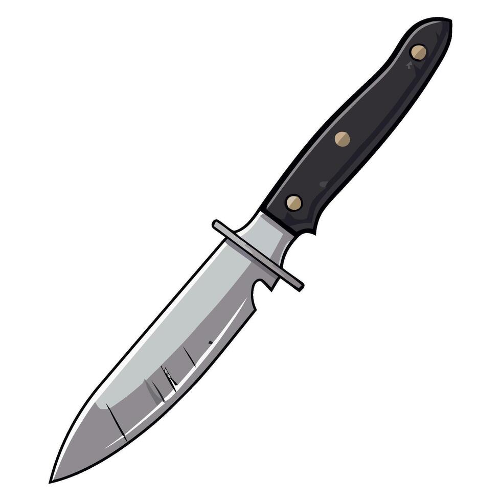 A knife with a black handle and a white handle vector