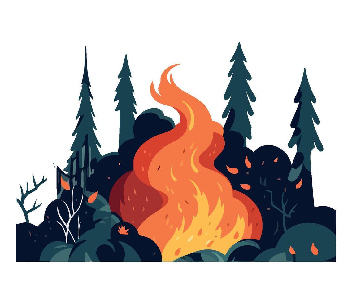 Fire in the forest illustration vector