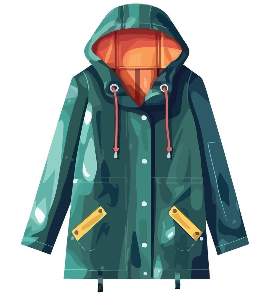 An illustration of a green raincoat vector