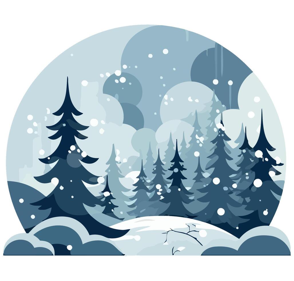 Winter landscape with snow and trees illustration vector