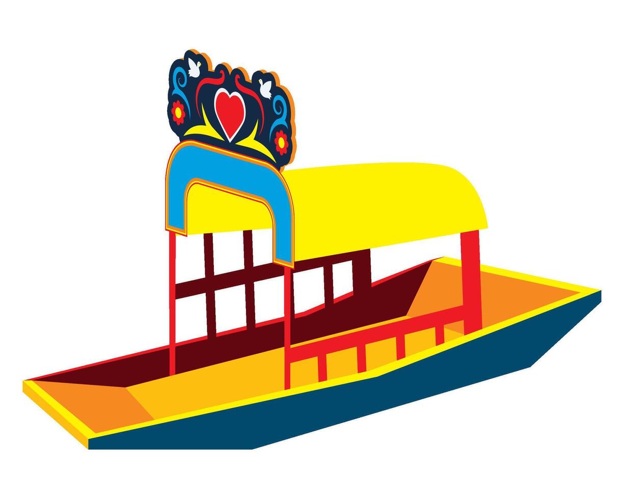 A boat with a heart on top and a yellow and blue roof vector