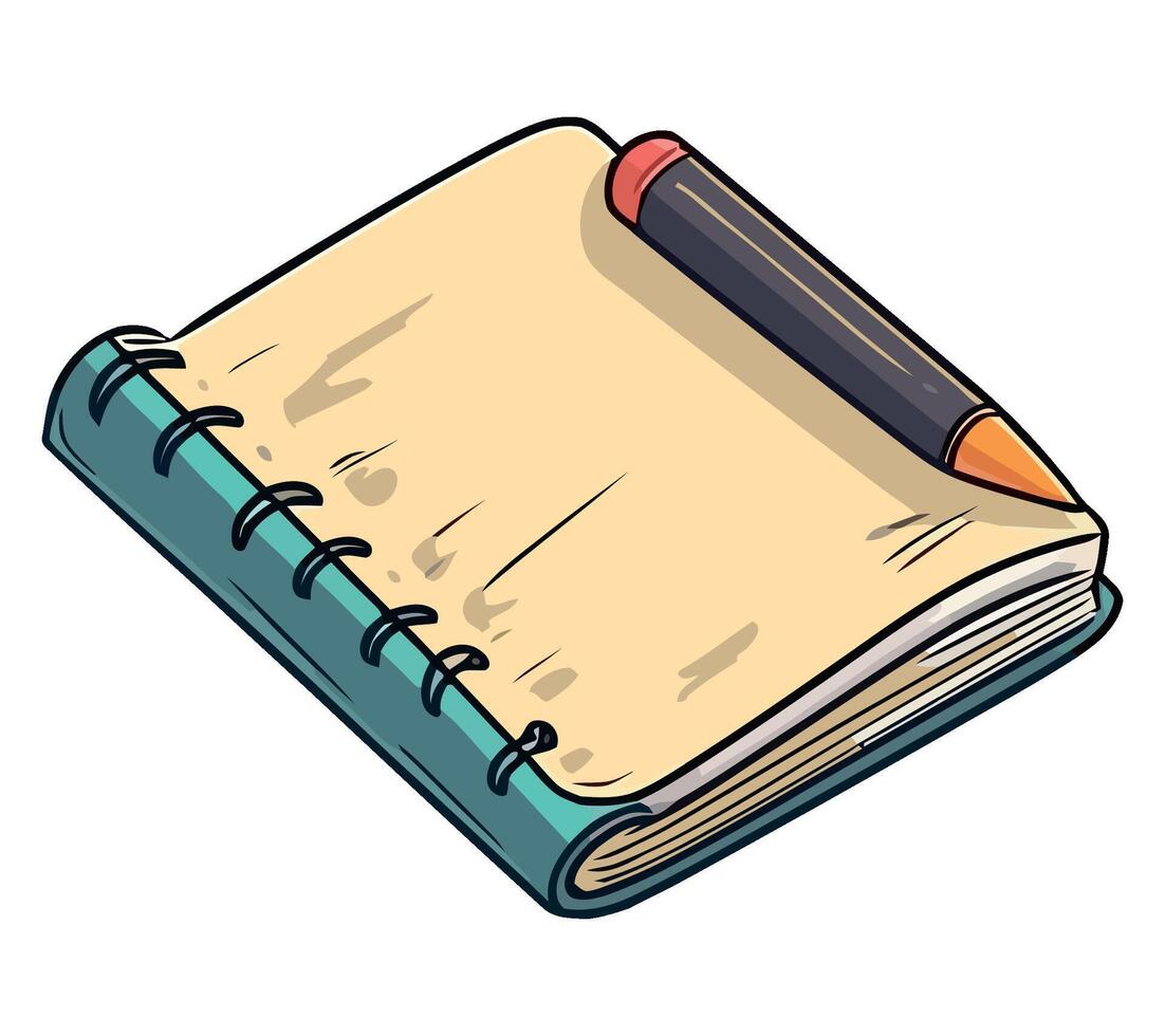 Notebook with pencil illustration vector
