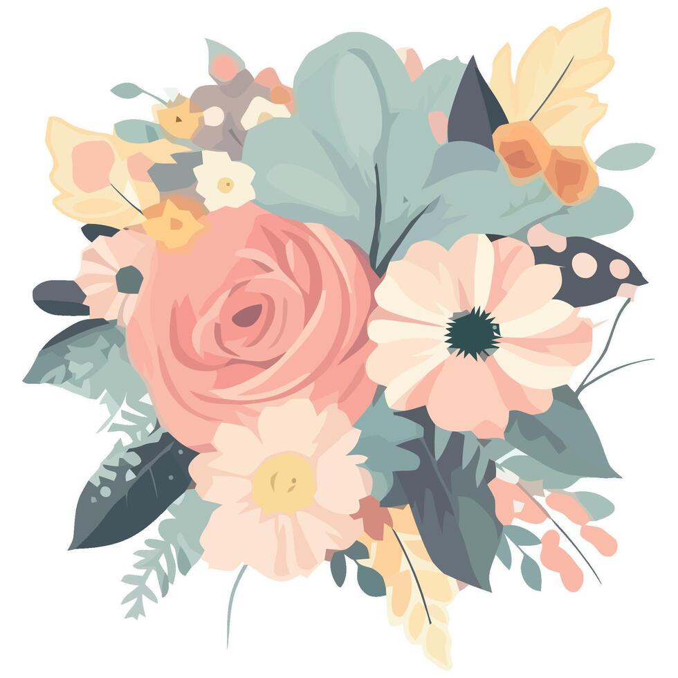 A bouquet of flowers is shown in this illustration vector