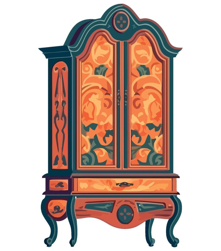 An old style armoire with ornate designs vector