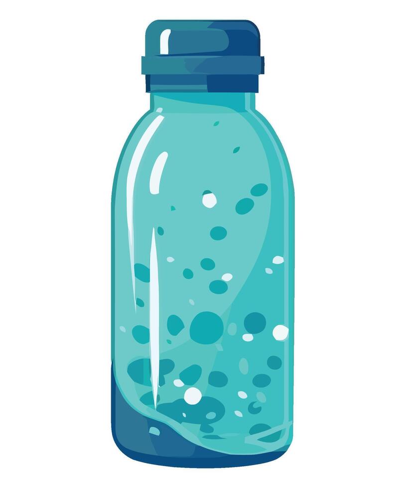 A blue glass bottle with bubbles inside vector