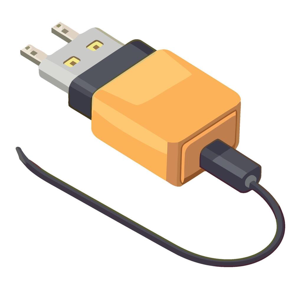 A yellow and black usb charger on a white background vector