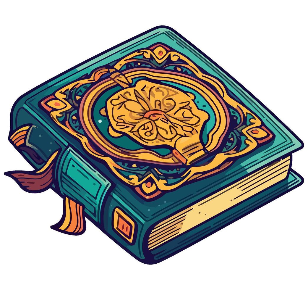 An illustration of a book with a flower on it vector