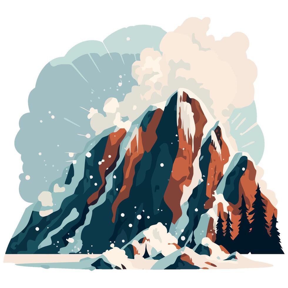 Mountain landscape with snow and trees vector
