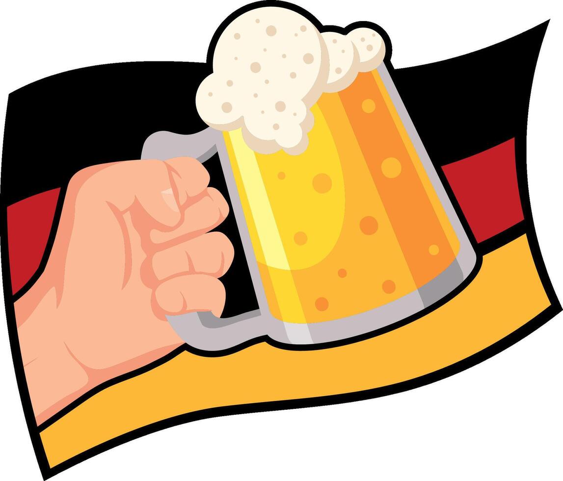 Hand holding a beer mug with german flag vector