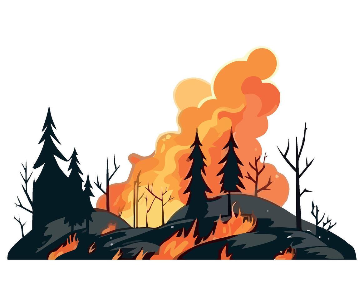Fire and forest fire illustration vector