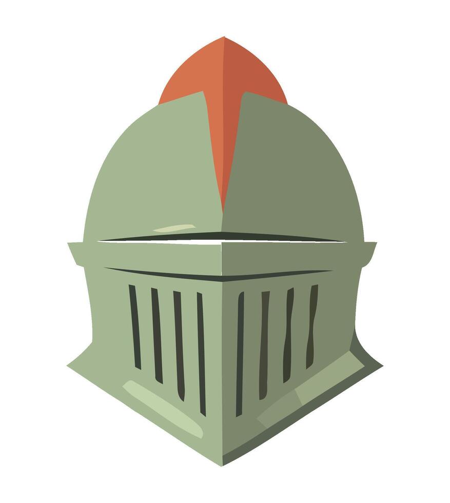 A knight helmet with a red crest on it vector