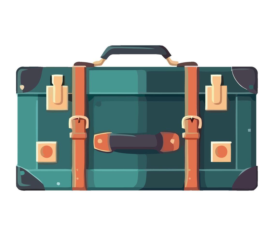 A green suitcase with straps on the handle vector