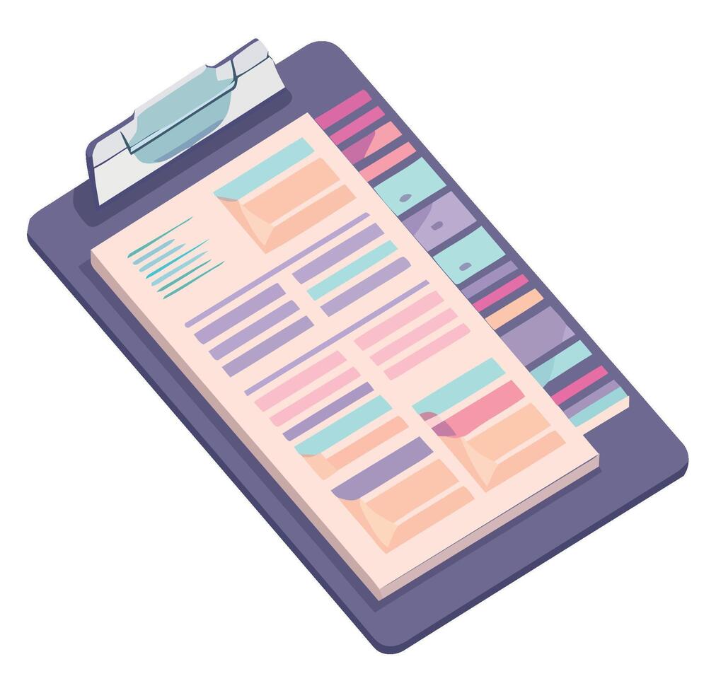 A clipboard with a list of items on it vector