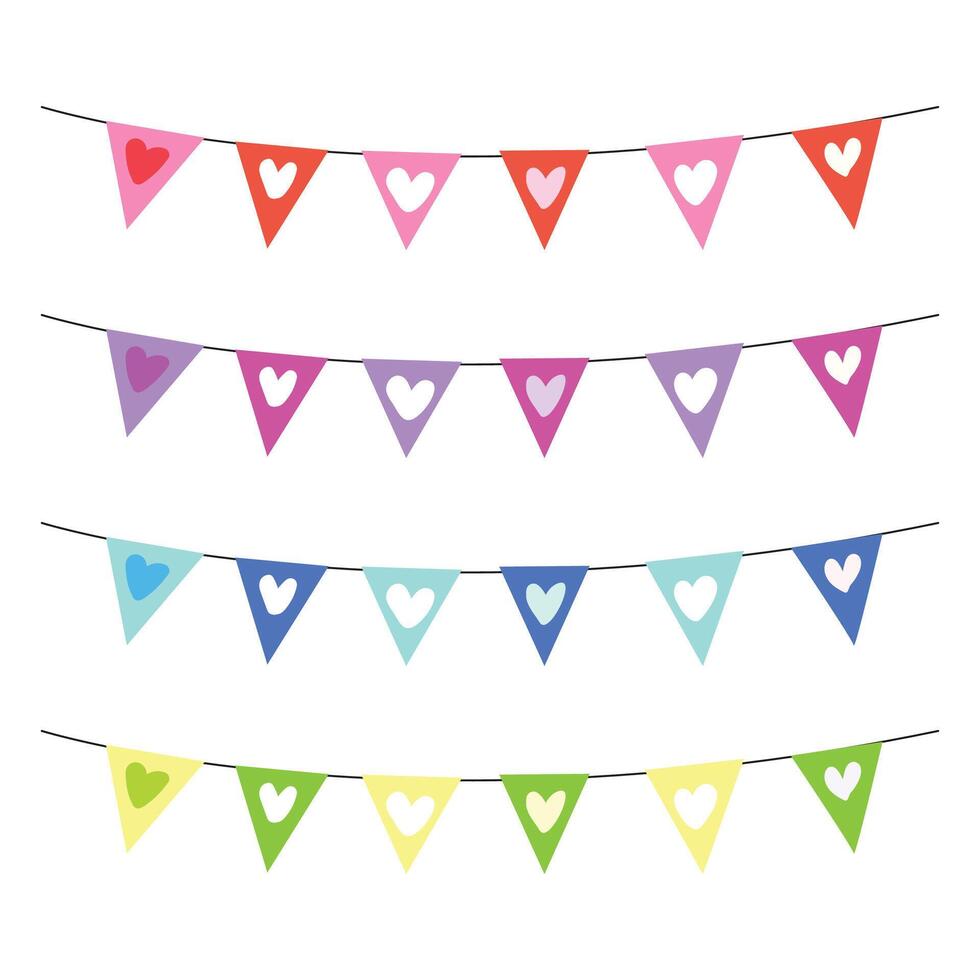 Pretty birthday garlands in flat design vector