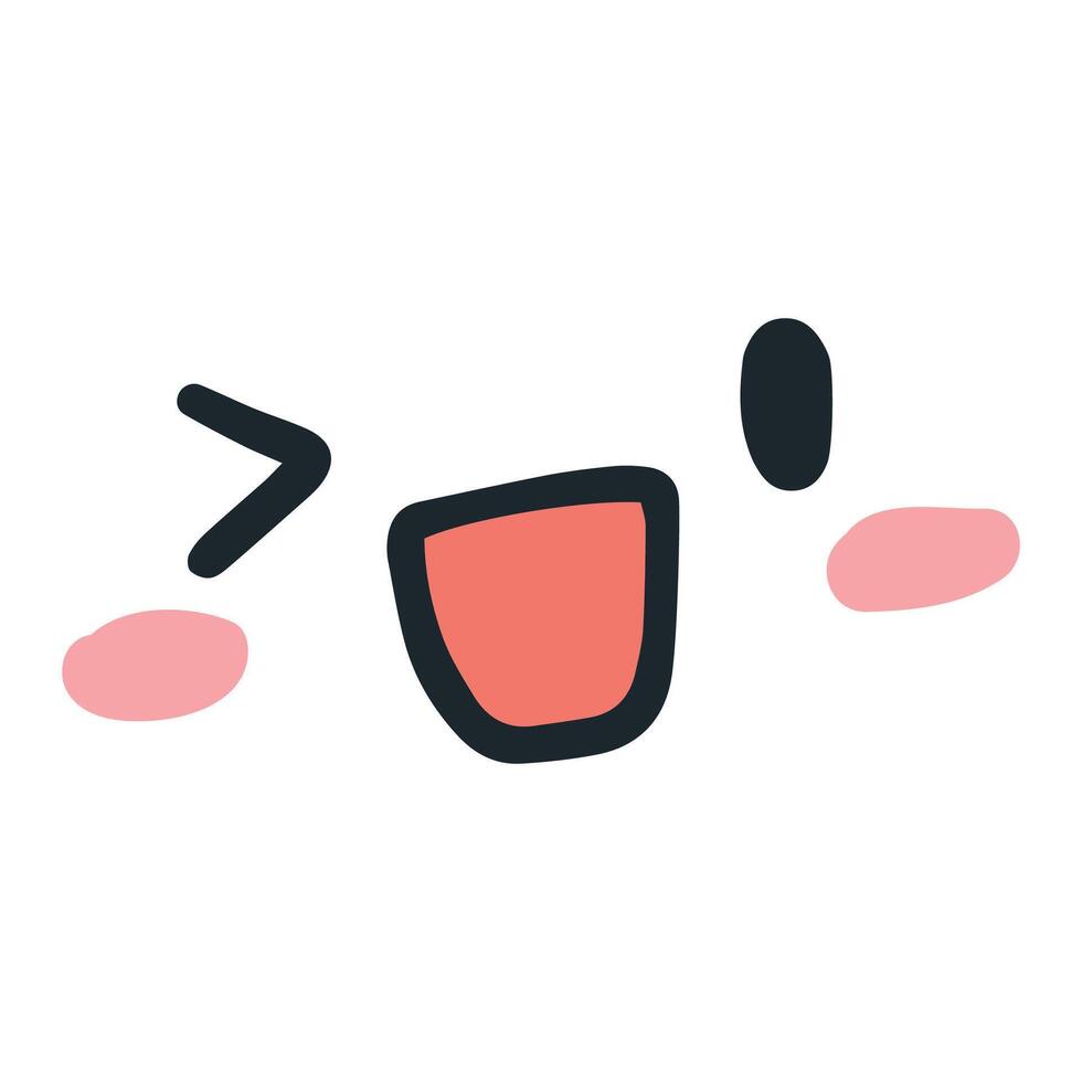 Hand drawn kawaii face illustration design on white background vector