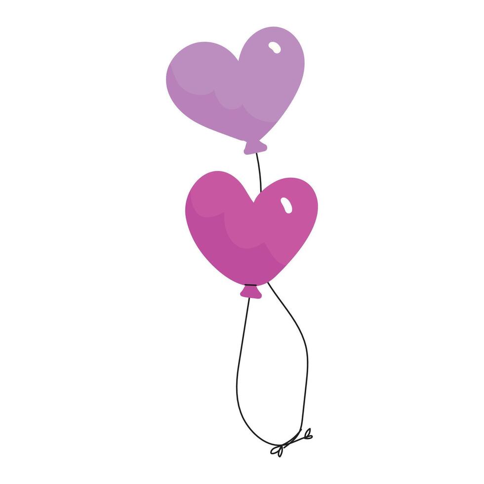 Hand drawn heart balloons illustration on a white background vector