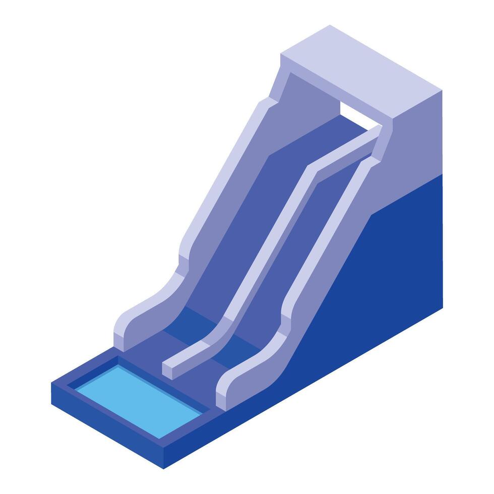 Big blue water park slide leading to small pool isometric illustration vector