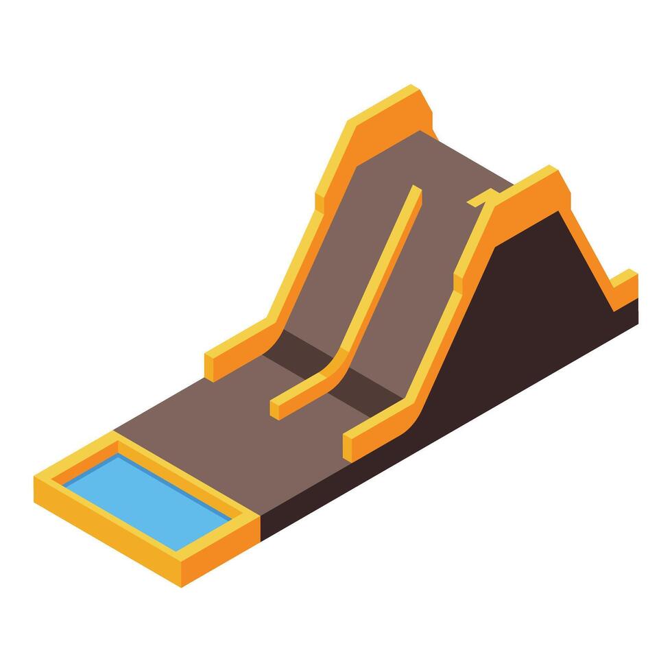 Big water park aqua slides leading to pool isometric view vector