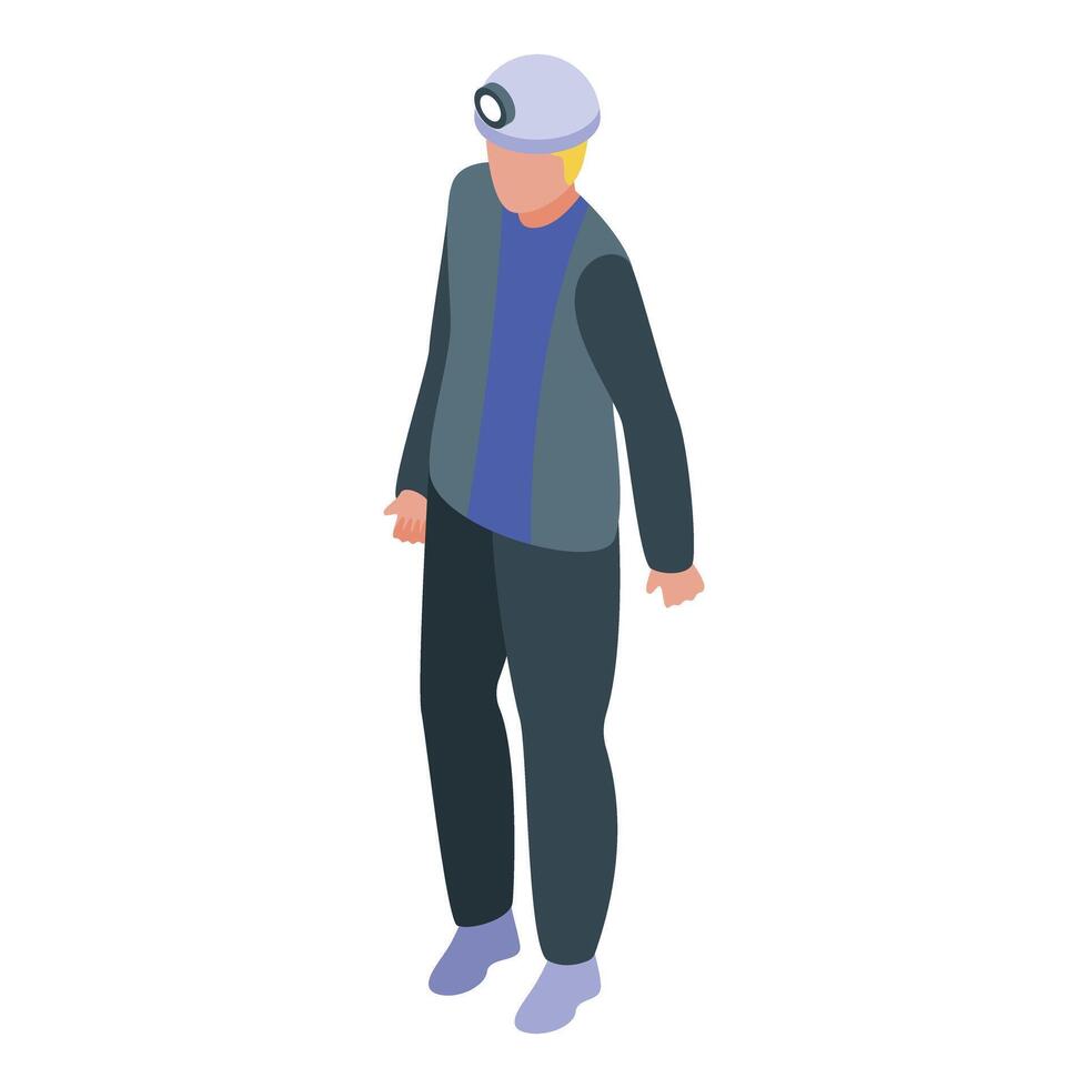 Mining engineer wearing protective clothes and headlamp is standing vector