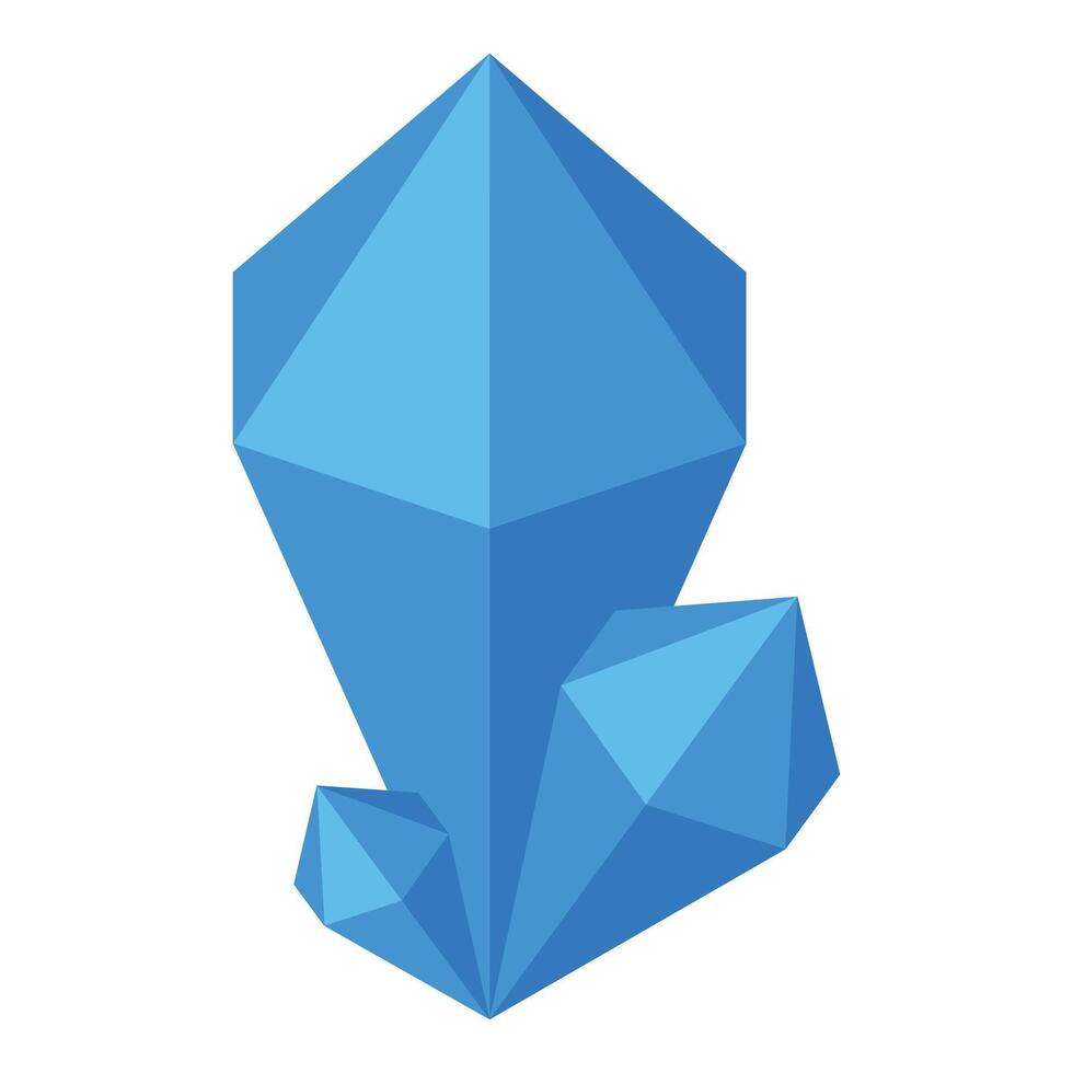 Blue crystal cluster shining brightly on white background vector